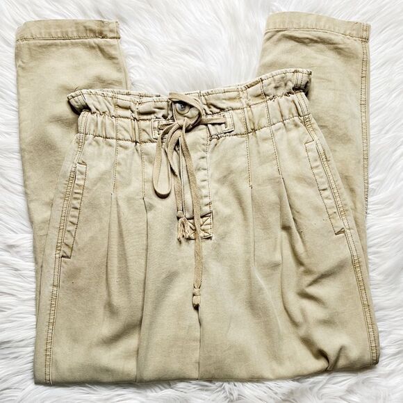 Free People Margate Belted Paper Bag Pants Tan Size XS - Picture 2 of 8